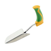 Easi-Grip garden trowel with angled handle for easier grip, white background, side view.