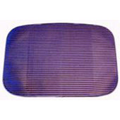 Blue rectangular Aquajoy Premier Plus seat cover with ridged surface, top view.