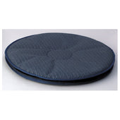 Round dark grey textured swivel cushion on a light background, top view.