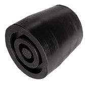 Black rubber ferrule with hollow centre, cylindrical shape similar to 27mm stick tip, white background, front angle.