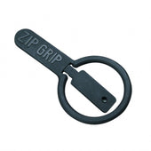 Black plastic zip grip for pulling zippers, front view.