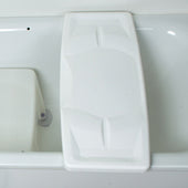 White heavy duty bathboard across a white bathtub, injection moulded plastic, top view.
