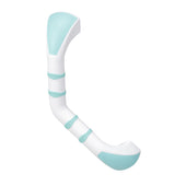 Mint green Prima Angled Grab Bar with soft grip and slanted shape for easier reach, side view.