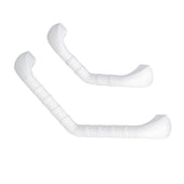 Mint green angled grab bar with soft grip, plain white background, side view.