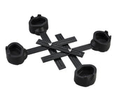 Langham Multi Purpose Raiser Chair Kit with four black adjustable feet and metal bars for chair height adjustment, top view.