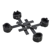 Langham Multi Purpose Raiser Chair Kit with four black adjustable feet and metal bars for chair height adjustment, top view.