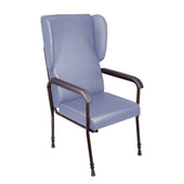 Chelsfield Height Adjustable Chair with dark armrests and an ergonomic wingback, side view.
