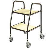White Drive Rutland Adjustable Trolley with two shelves and four caster wheels, side view.
