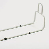 White metal adjustable double loop bed grab rail for support getting in and out of bed, side view.