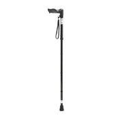 Homecraft Comfy Grip stick in Woodland Flowers, curved handle with wrist strap and rubber tip for easy hold, side view.