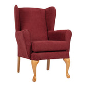 Restwell Queen Anne Fireside Chair in Mineral with cabriole legs and sprung seat, white background, front view.