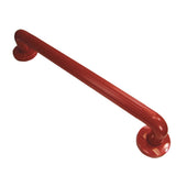 Red Aidapt President grab bar with textured grip and round bases on white background, side view.