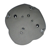Grey plastic plate with holes and slots for Langham Multi Purpose Raiser Unit, clips on to increase height, top view.