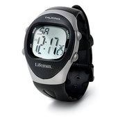 Talking Big Digit Watch with black strap and large LCD display showing 12:17:07, front view.
