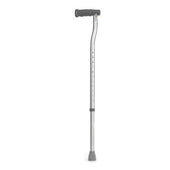 Adjustable aluminium support stick with swan neck design and black handle, upright on a white background, front view.