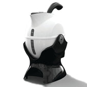 Uccello Kettle with ergonomic handle, easy-pour spout and water level indicators, side view.