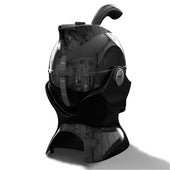 Black Uccello Kettle with ergonomic handle and curved base for easy pouring, shown against a white background, front angle view.