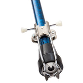 Blue Drive Walking Stick Ice Grip with two white plastic knobs by the handle, close-up view.