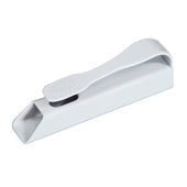 Aidapt pill puncher with wide handle and angled mouth designed to help remove pills easily, close-up view.