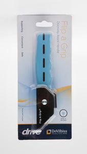 Drive Flip-A-Grip doorway support handle in packaging, blue glow-in-the-dark grip and black mounting plate, front view.