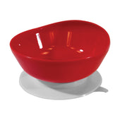 White Aidapt large scoop bowl with asymmetrical rim and suction base, designed for easier eating, side view.