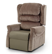 Accora Configura Lite 2 Tilt-in-Space chair with padded cushions and flat footrest, shown from a side angle.