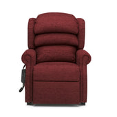 Repose Rimini single motor tilt-in-space chair in jute fabric, remote on left armrest, front view.