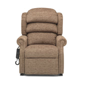 Repose Rimini Dual Motor Chair in wine with rolled arms, pocket sprung seat and left-side remote control, front angle view.