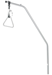 Drive patient pole with triangle grip, designed for bed repositioning, shown attached to Casa bed frame, side view.