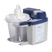 Drive VacuAide QSU Suction Unit with transparent canister, white lid and blue-grey control panel, front view.