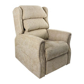 Chocolate brown Z-Tec Wilmslow dual motor riser recliner chair angled view on white background.
