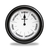 Ravencourt Dementia Wall Clock with day hand pointing to Sunday, helps weekly orientation, wall-mounted front view.