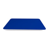 Red non-slip rectangular placemat with rounded corners, made of polypropylene, flat on surface, top view.