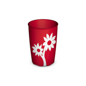 Red ORNAMIN non-slip cup with white flower pattern, shown on a plain white background, front view.