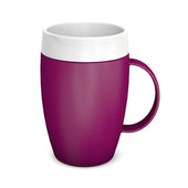 Blackberry ORNAMIN mug with internal cone, white rim and handle, displayed on a plain white background, front view.