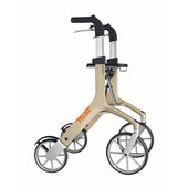 Trust Care Let’s Fly Rollator in graphite with large wheels and black handles, lightweight frame, side view.