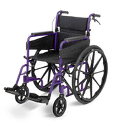 Racing green Days Escape Lite self-propel wheelchair with large rear wheels and footrests on a white background, side view.