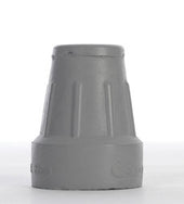 Grey rubber ferrule with ridged sides for walking sticks, heavy-duty design, close-up view.