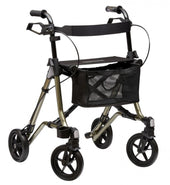 Dietz TAiMA M-GT rollator with four wheels, hand brakes, seat, and mesh storage under the seat, front angle view.