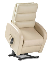 Cream Drive Three Pillow Dual Motor PU riser recliner with remote, padded backrest and raised base, front angle view.