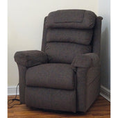 Mink Aidapt Ecclesfield wall hugging riser recliner chair on wooden floor against white wall, front angle.
