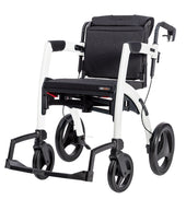 Purple Rollz Motion 2 folding rollator and wheelchair with large back wheels, small front wheels, compact design, side view.