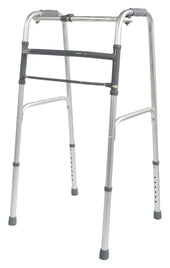 Aidapt lightweight folding walking frame with four legs, height adjustment and two support bars, front view.