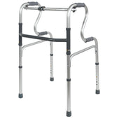Aidapt Dual Riser Deluxe folding walking frame with curved hand grips and adjustable legs, front view.