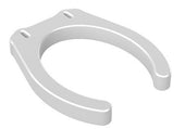 White Prima Lift toilet seat raiser with open front and two rear mounting holes, top view.