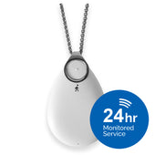 White Chiptech GO Pendant medical alert device, designed for 24-hour monitored telecare service, front view.