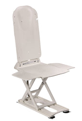 Kanjo XL Bathlift with high backrest and flat seat, supports up to 170kg, white plastic design, front view.