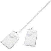 Pack of 2 white textured fabric spare pads for long handled toe washer, shown side by side, close-up view.