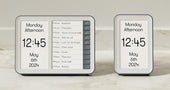 Dementia Day Hub and Day Connect Bundle showing date, time, and daily checklist with task status on a countertop, front view.