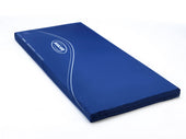 Blue Invacare Propad overlay mattress with white lines and waterproof cover, on a white background, top view.